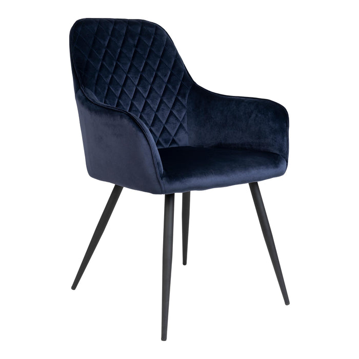 Chaise de salle à manger Harbo | Velours bleu