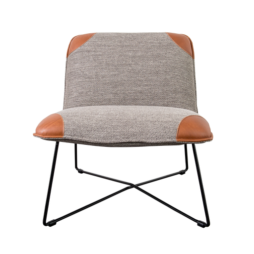 Fauteuil Danny | Tissu, Cuir cognac