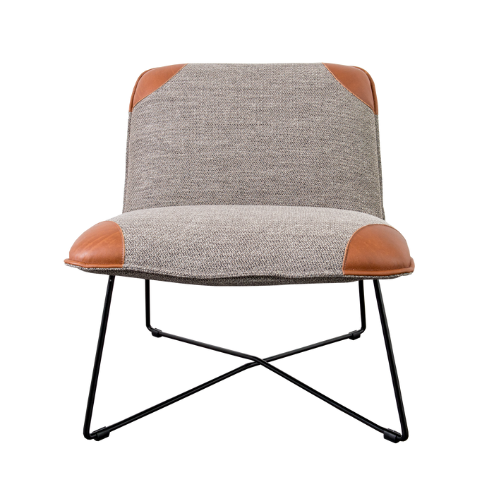 Fauteuil Danny | Tissu, Cuir cognac