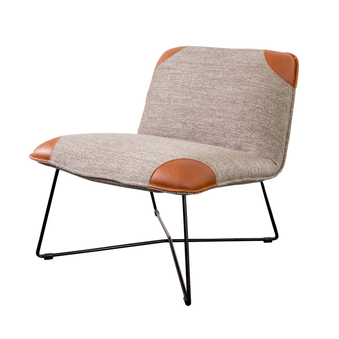 Fauteuil Danny | Tissu, Cuir cognac