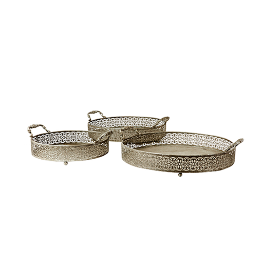 Chantal Tray, Set de 3 plateaux | Argent Dorma Home