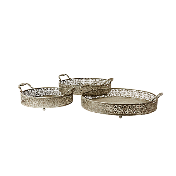 Chantal Tray, Set de 3 plateaux | Argent Dorma Home