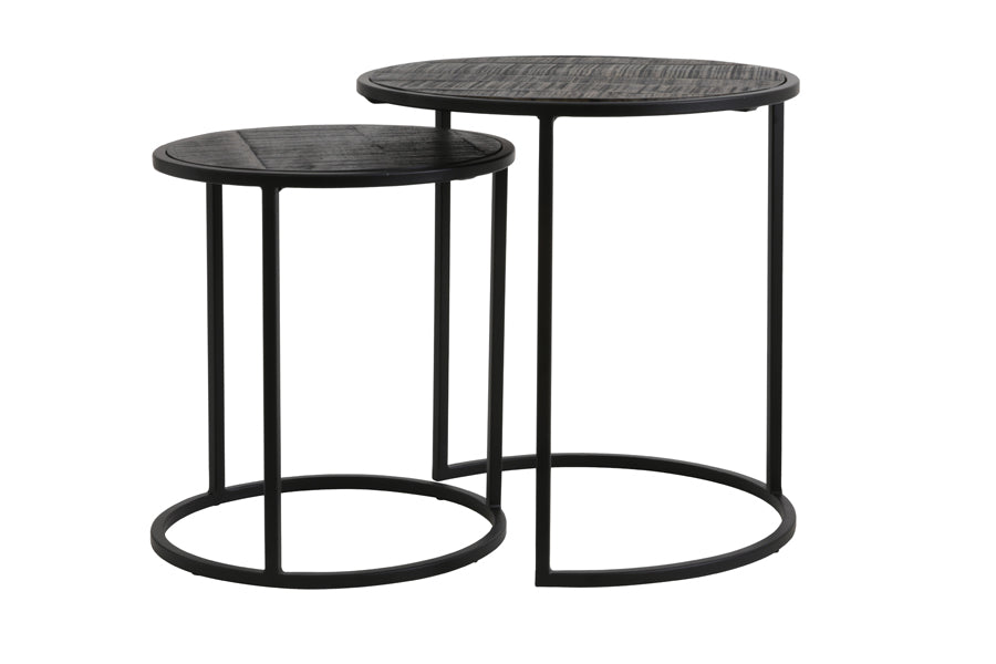 Table d'appoint DOBA | bois antique-noir mat