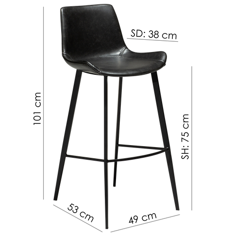 Tabouret de bar HYPE | Cuir vintage black